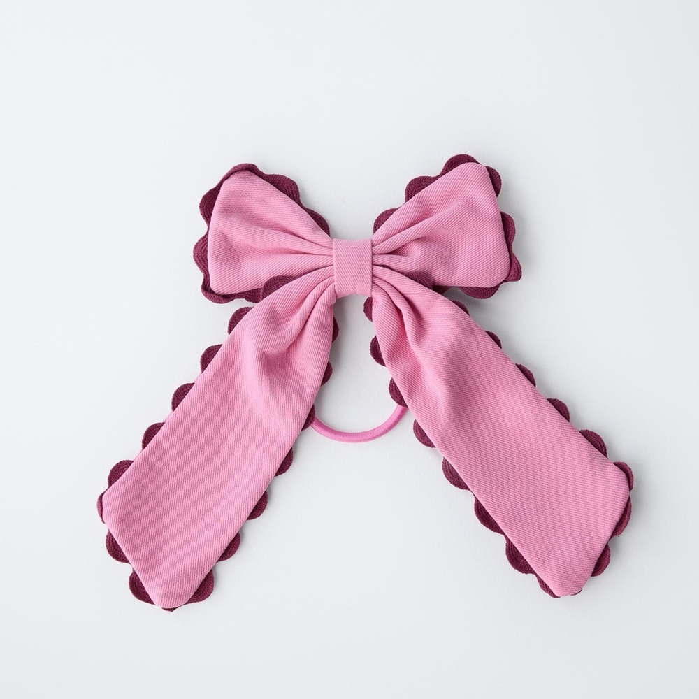 NWOT. Zara Kids Pink Elastic Hair Tie with Bow Appliqué and Bobby Pin.